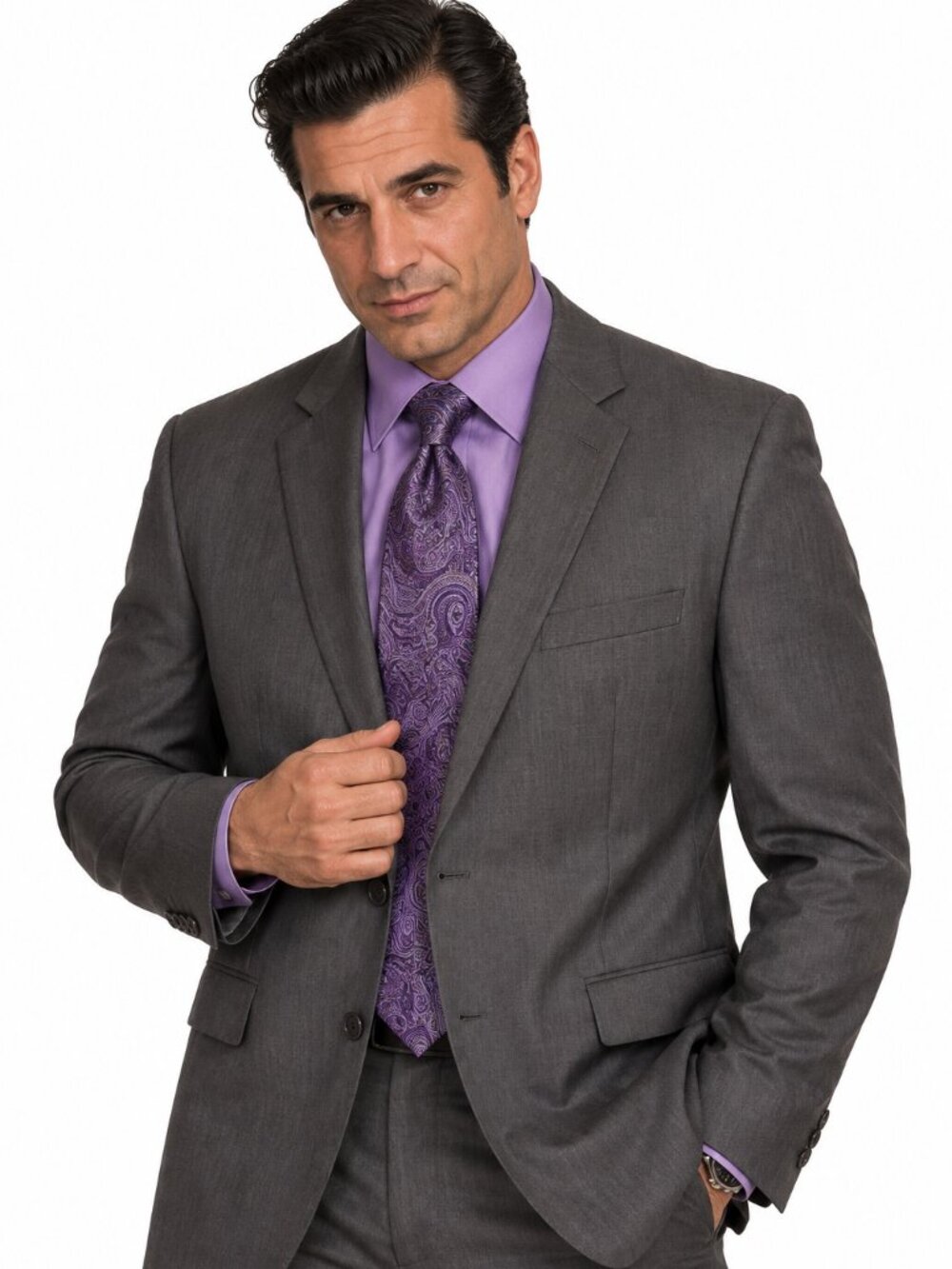 Polished! Caravelli Men’s Charcoal Oxford Suit